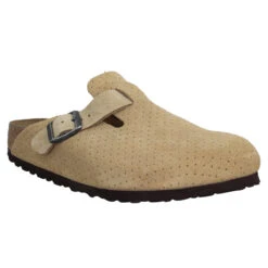 BIRKENSTOCK Boston Suede Emboss Dots Femme Beige