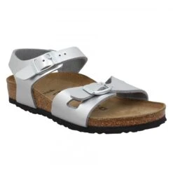 BIRKENSTOCK Rio Birko Flor Metallic Enfant Argent