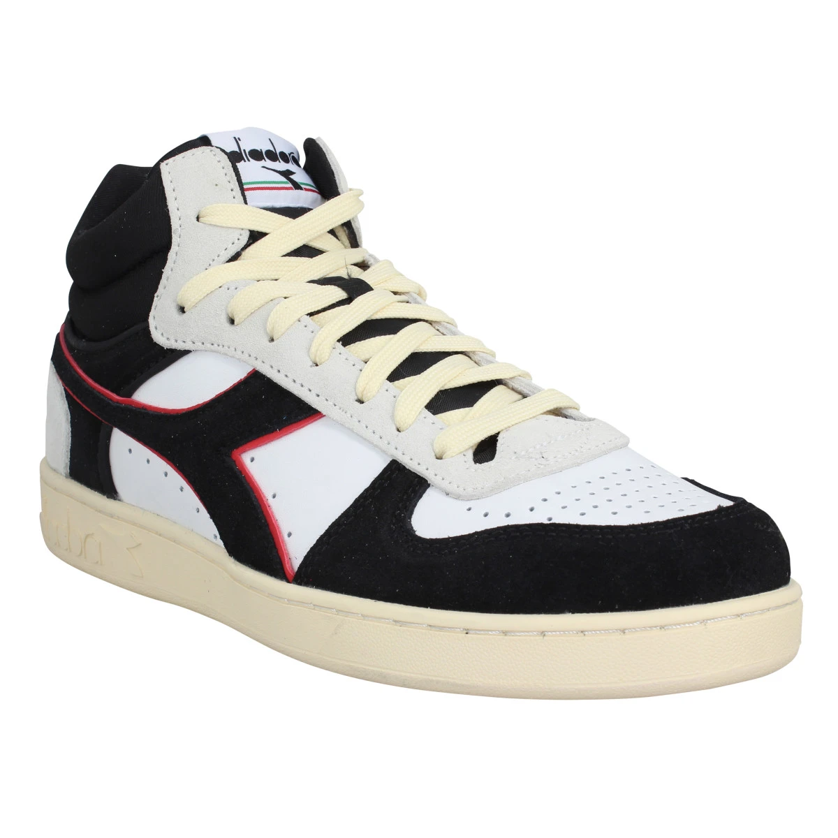 DIADORA Magic Basket Demi Cut Cuir Velours Homme Noir Blanc Rouge 3 DIADORA Magic Basket Demi Cut Cuir Velours Homme Noir Blanc Rouge