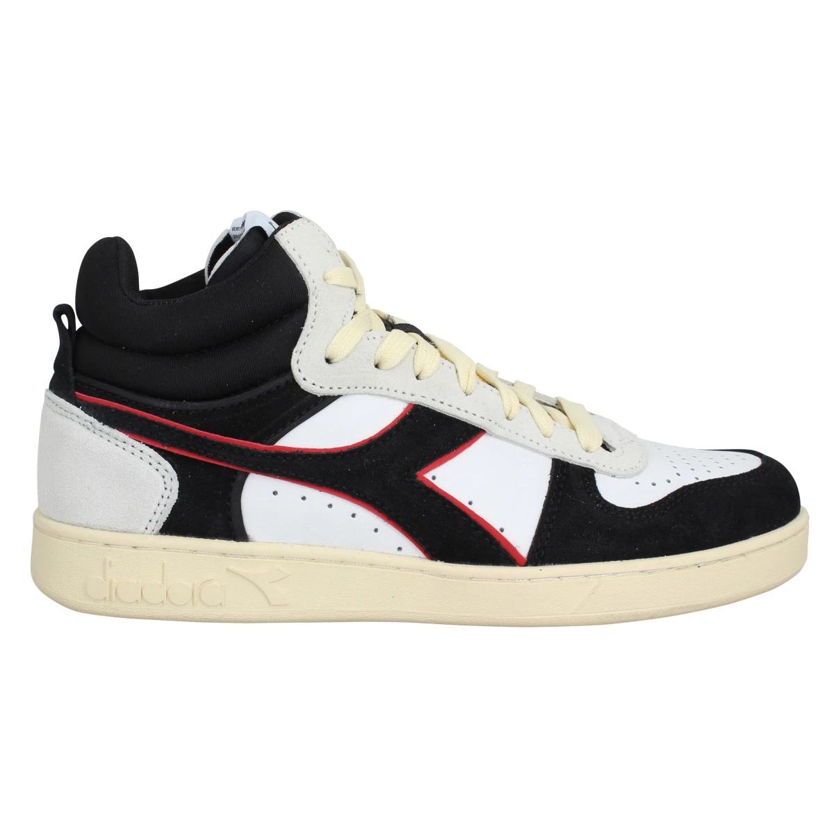 DIADORA Magic Basket Demi Cut Cuir Velours Homme Noir Blanc Rouge 4 DIADORA Magic Basket Demi Cut Cuir Velours Homme Noir Blanc Rouge – Image 2