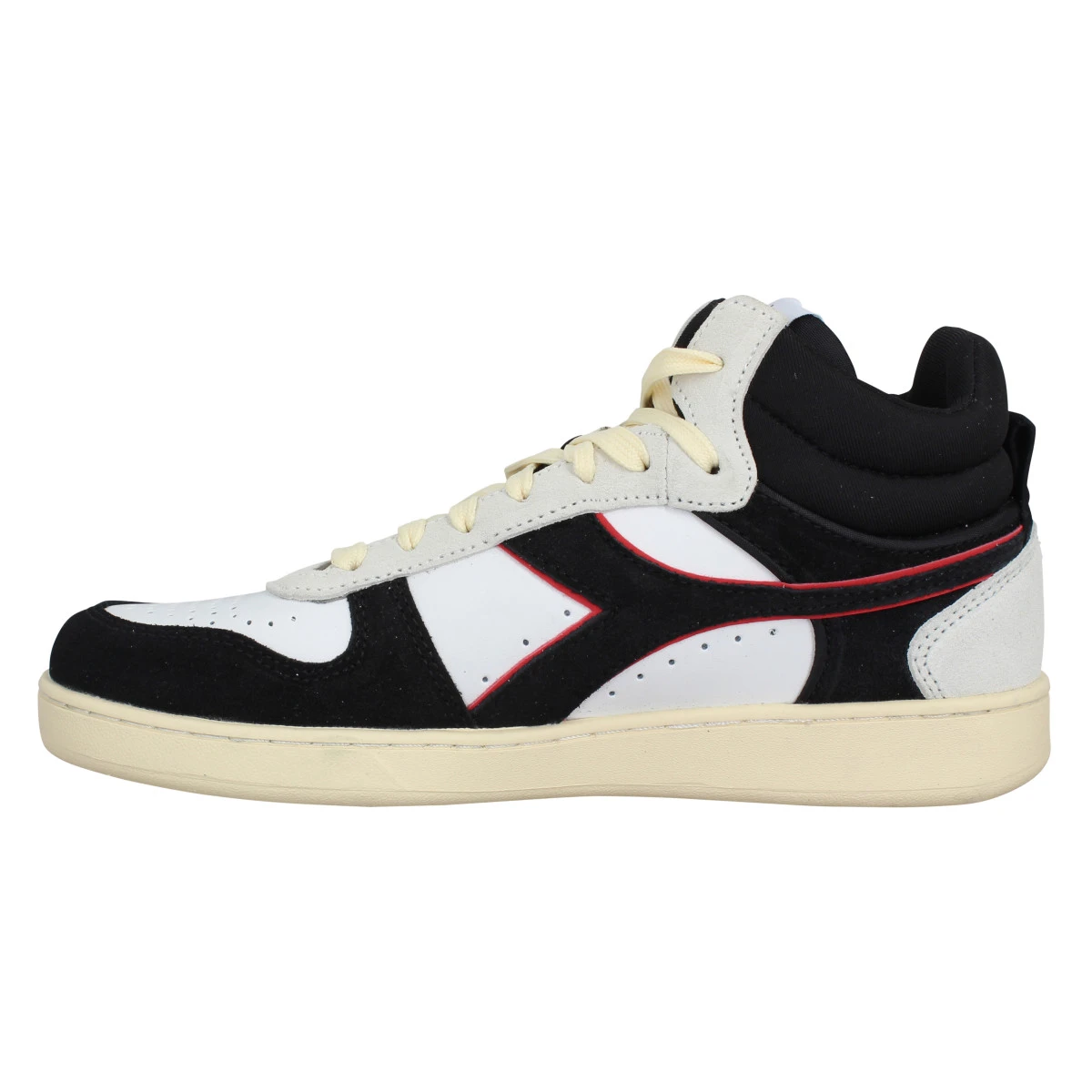 DIADORA Magic Basket Demi Cut Cuir Velours Homme Noir Blanc Rouge 6 DIADORA Magic Basket Demi Cut Cuir Velours Homme Noir Blanc Rouge – Image 4