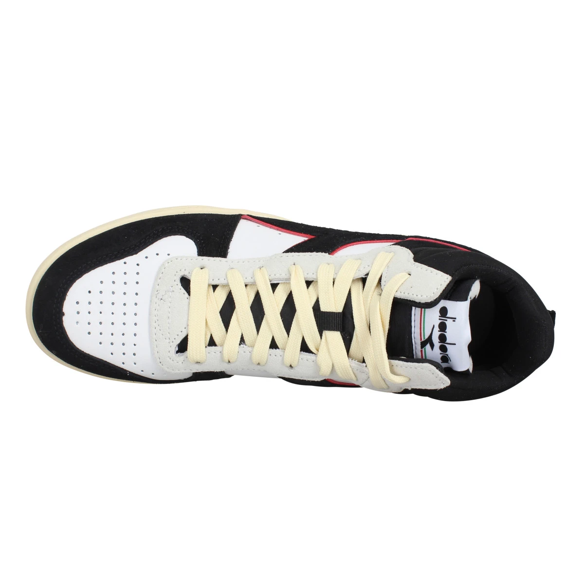 DIADORA Magic Basket Demi Cut Cuir Velours Homme Noir Blanc Rouge 7 DIADORA Magic Basket Demi Cut Cuir Velours Homme Noir Blanc Rouge – Image 5