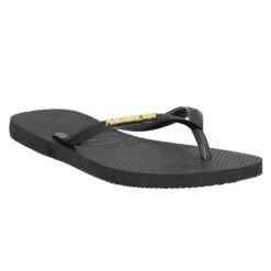 HAVAIANAS Slim Logo Metallic Caoutchouc Femme Noir Gold