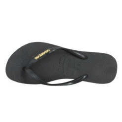 HAVAIANAS Slim Logo Metallic Caoutchouc Femme Noir Gold -Magasin De Chaussures De Mode havaianas slim logo metallic caoutchouc femme noir gold 5