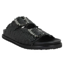 INUOVO 395010 Cuir Tresse Femme Noir