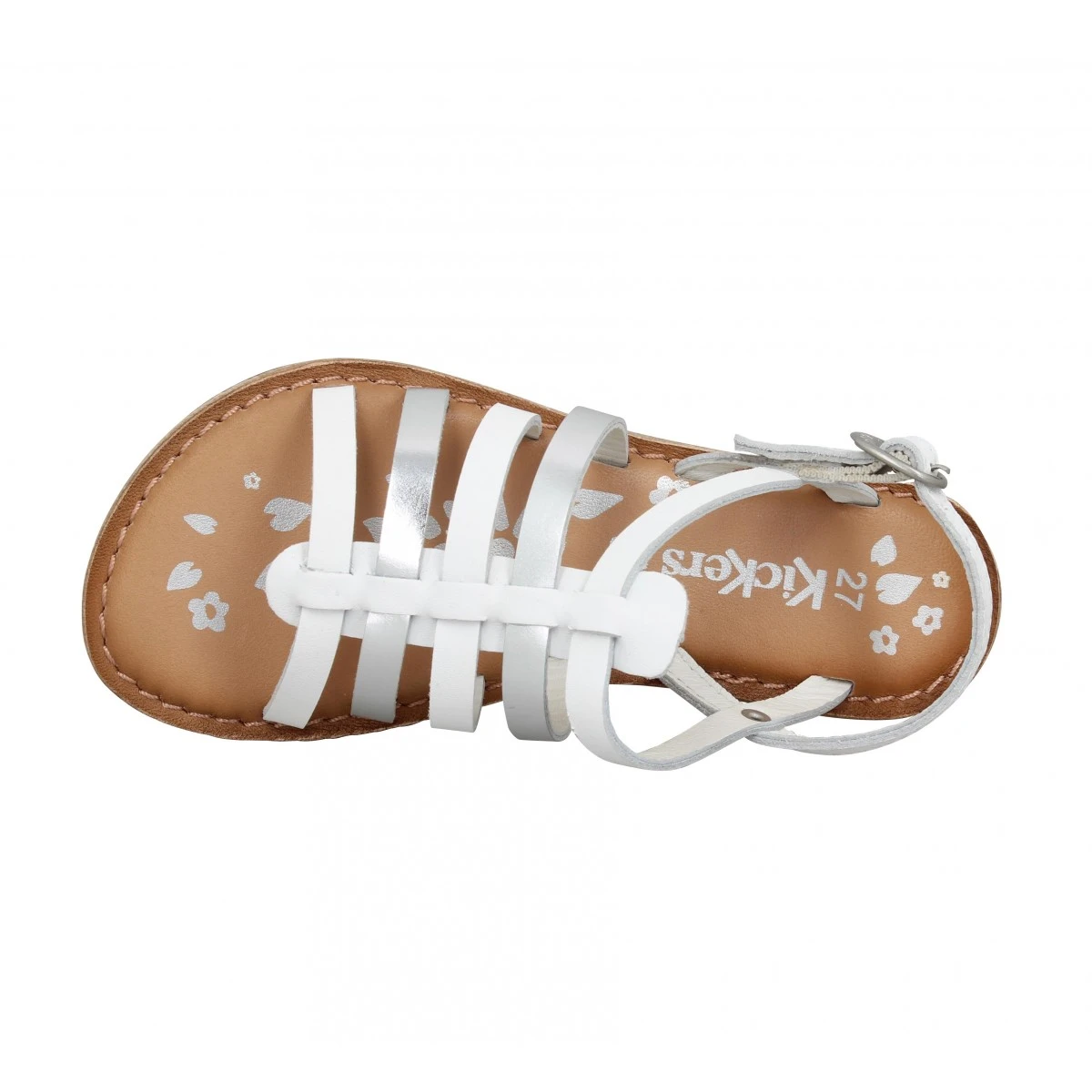 KICKERS Dixon Cuir Enfant Blanc Argent 7 KICKERS Dixon Cuir Enfant Blanc Argent – Image 5