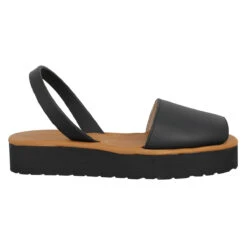 MINORQUINES Avarca Plateforme Cuir Femme Noir -Magasin De Chaussures De Mode minorquines avarca plateforme cuir femme noir 2