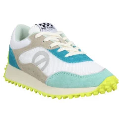 NO NAME Punky Jogger Suede Mesh Femme Lagon White